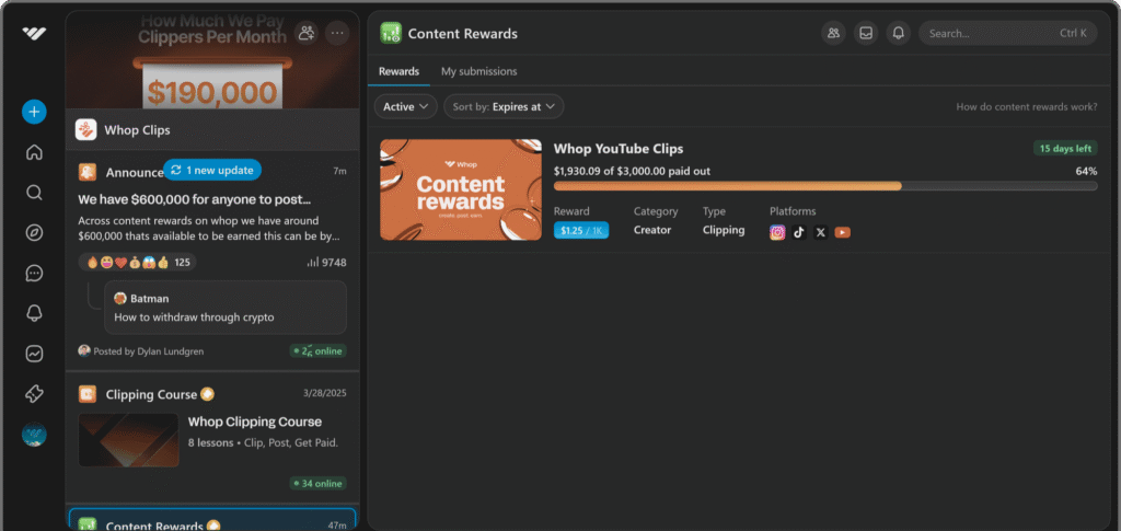Whop Clipping & Content Rewards