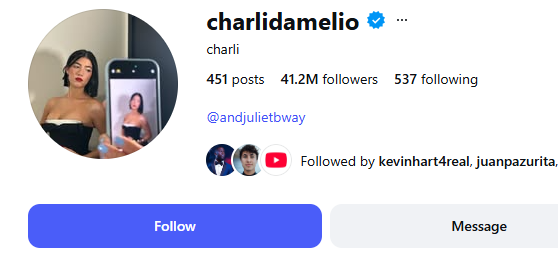 Charli D’Amelio - the Gen Z Instagram influencers