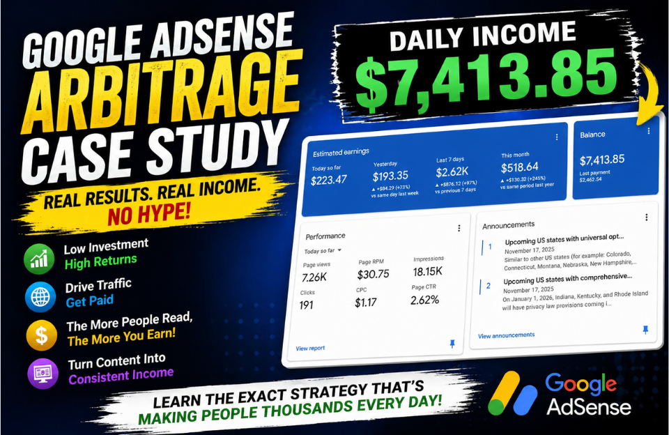 Google AdSense Arbitrage Case Study: How I Turned Traffic Into Daily Income
